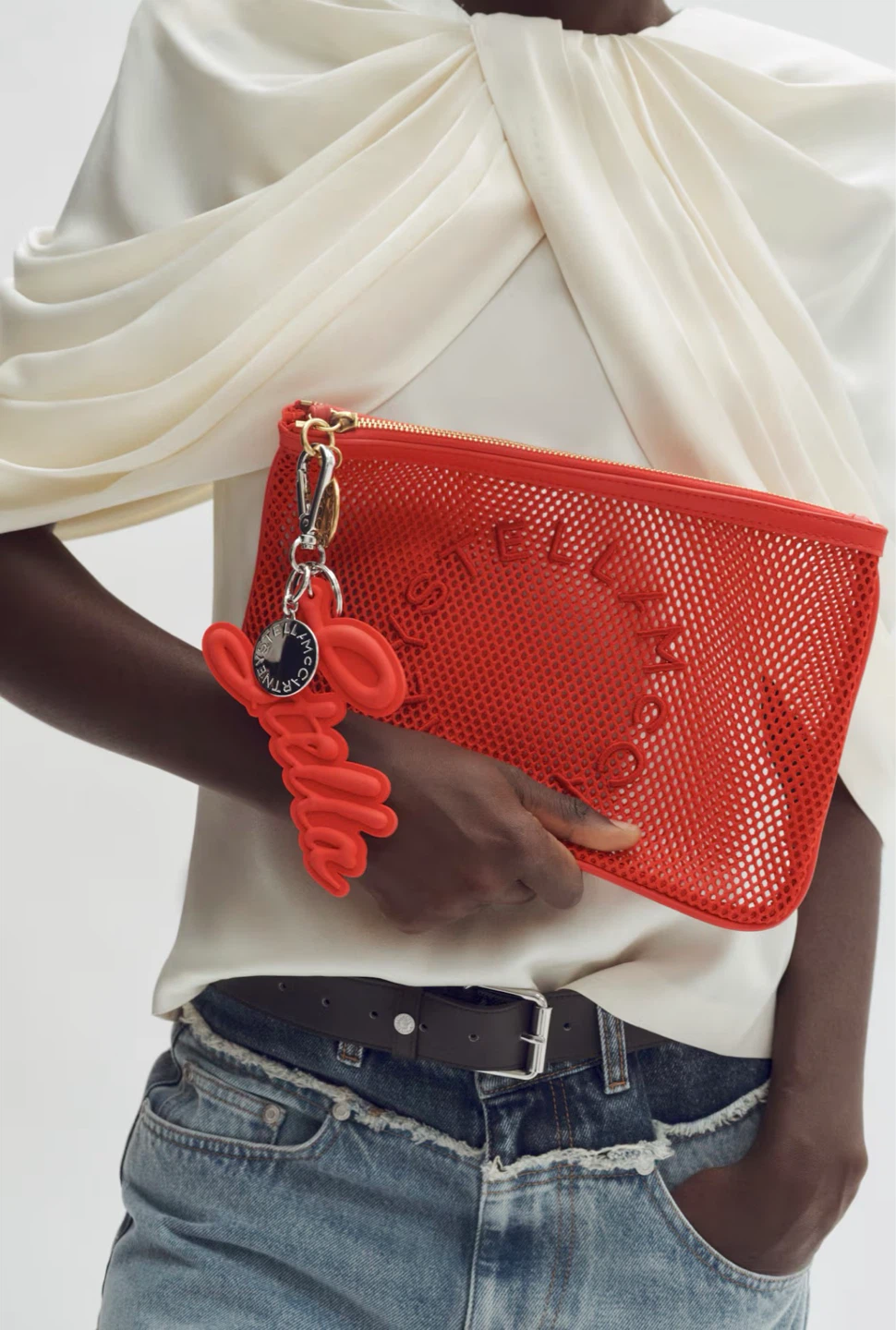H&M Stella McCartney red mesh clutch bag