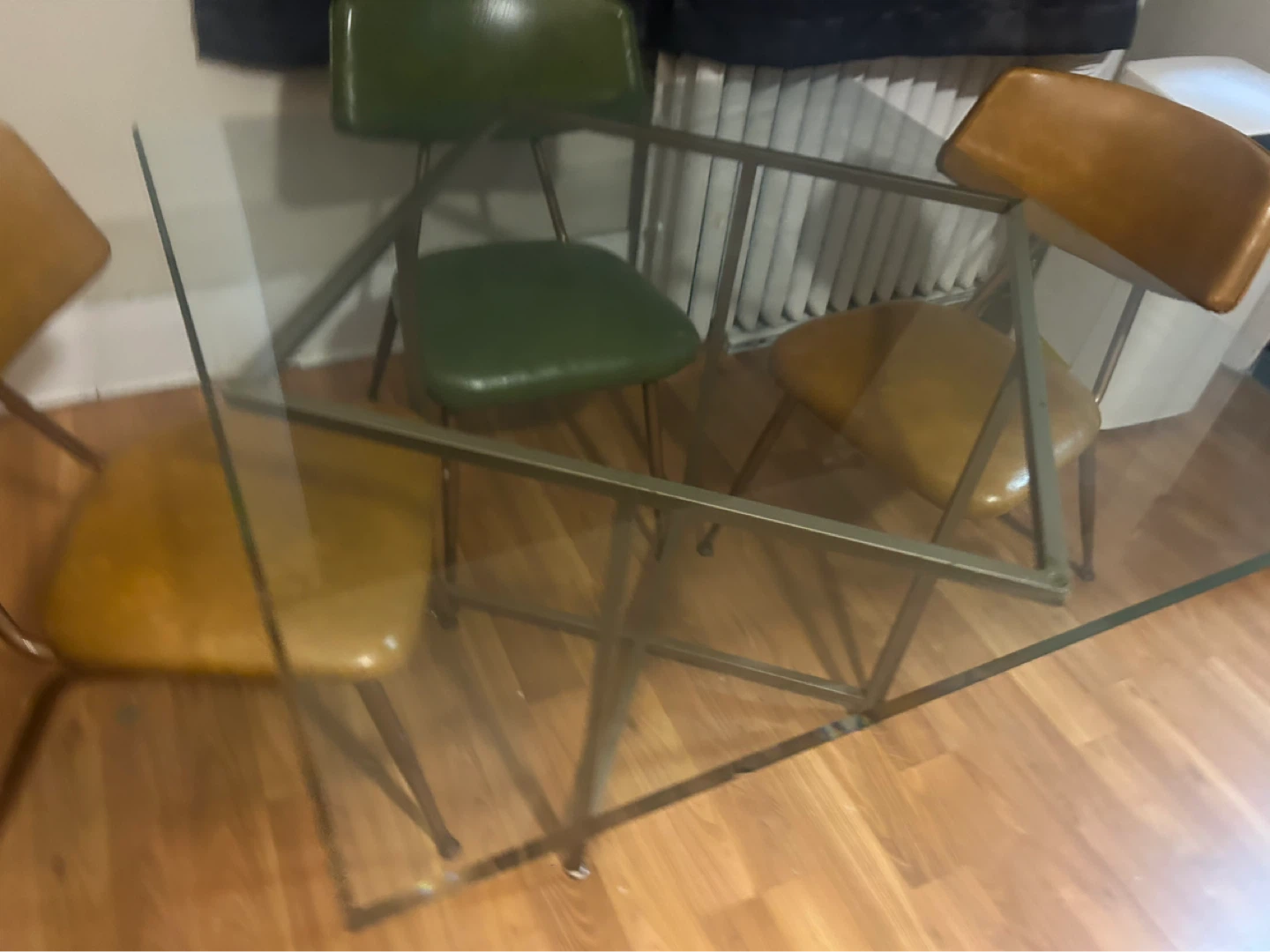 Square Glass Top Dining Table with Metal Frame