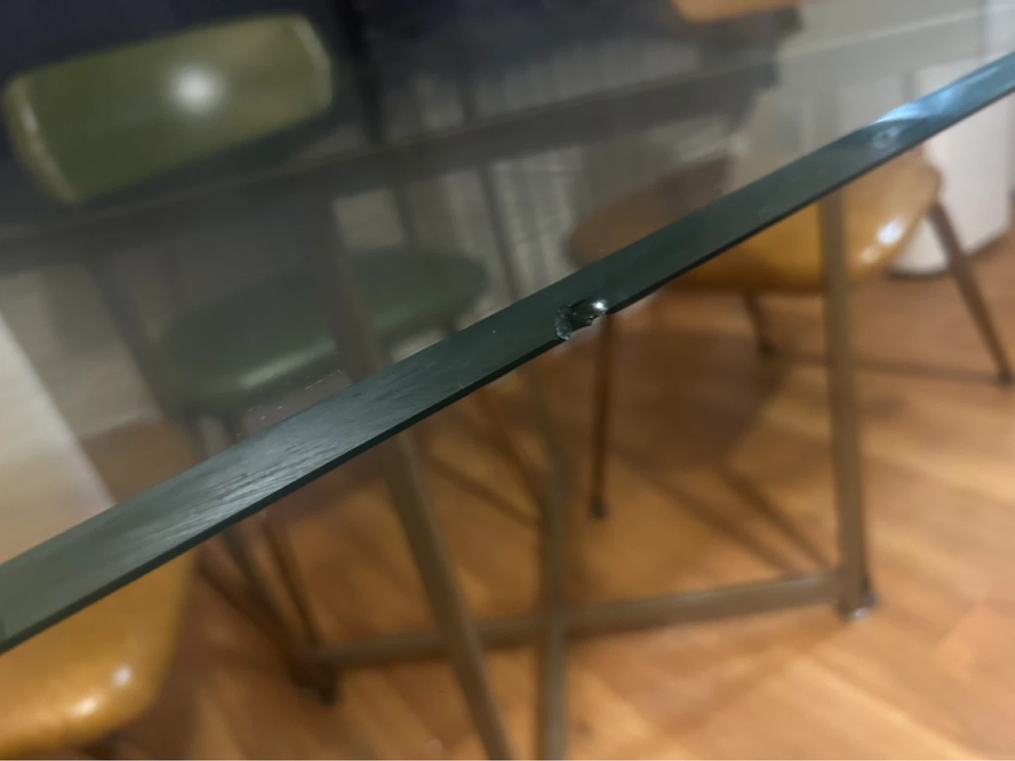 Square Glass Top Dining Table with Metal Frame - photo 4