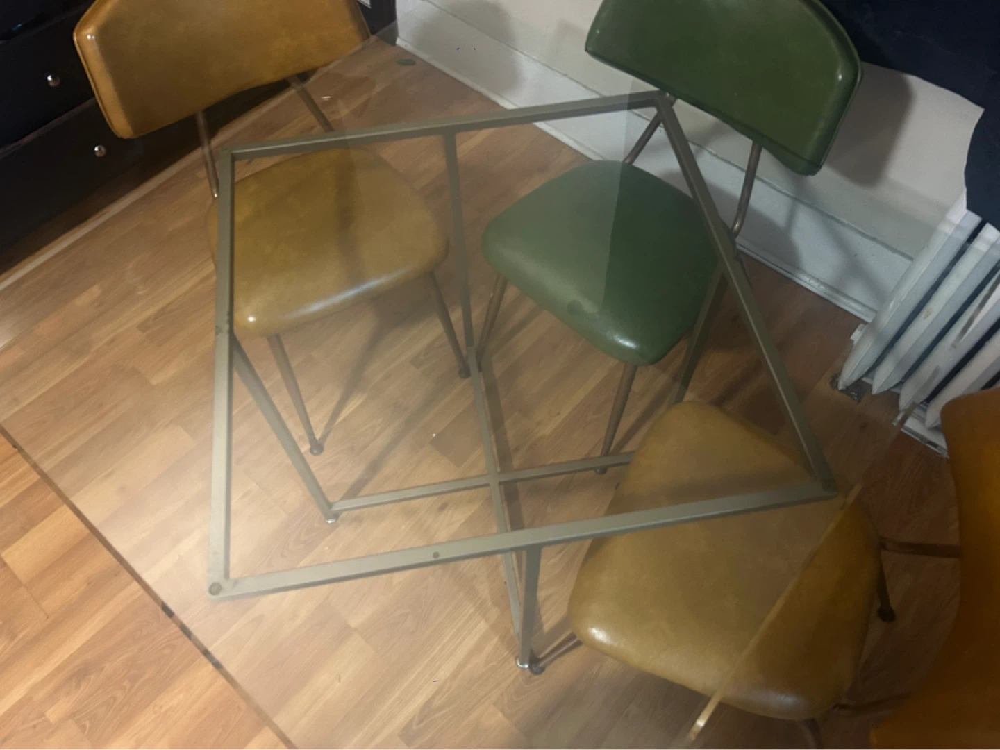 Square Glass Top Dining Table with Metal Frame - photo 3