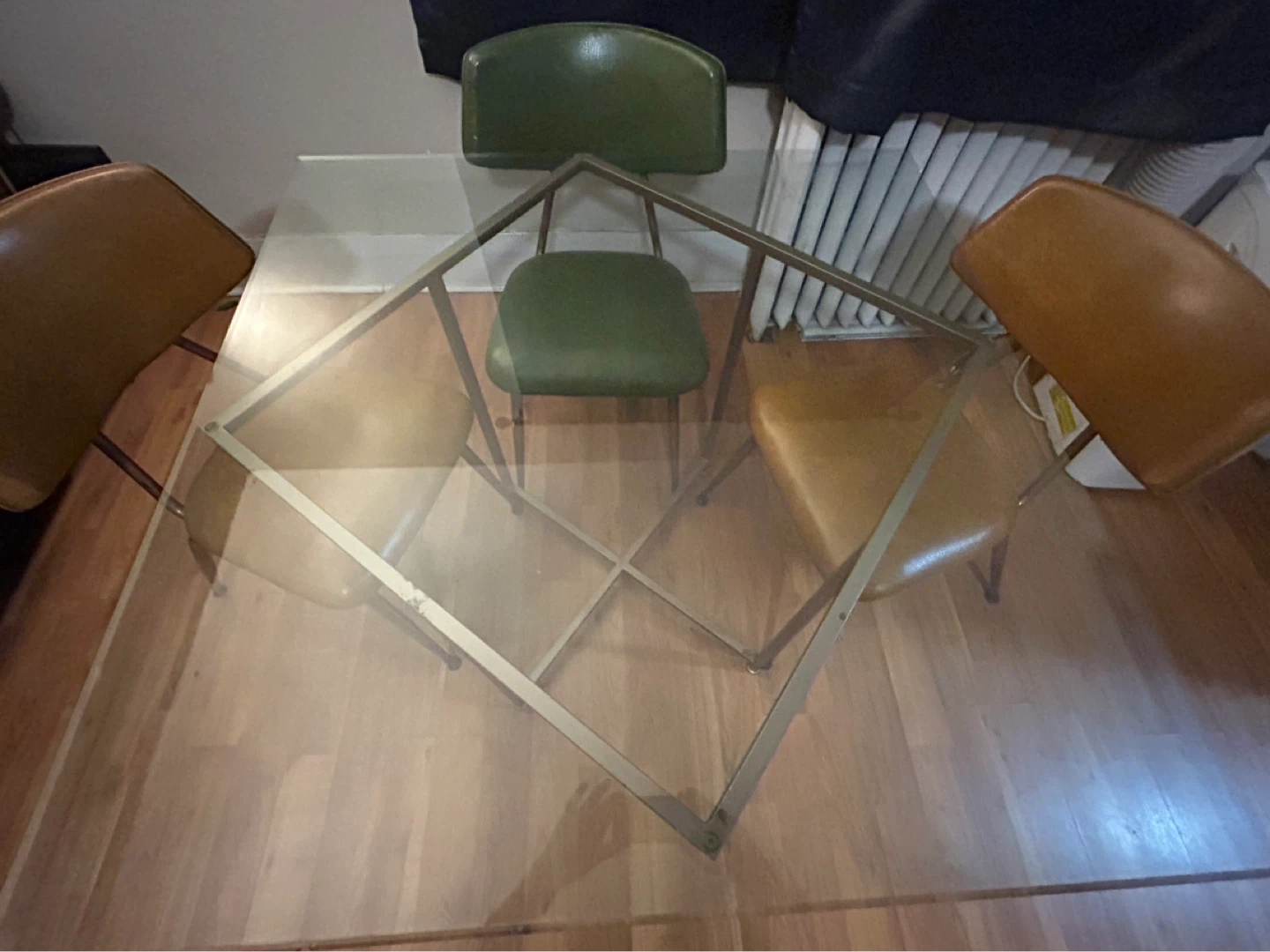 Square Glass Top Dining Table with Metal Frame - photo 2
