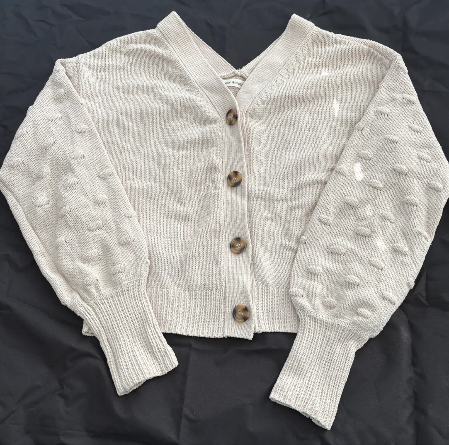 Cream Textured Cardigan