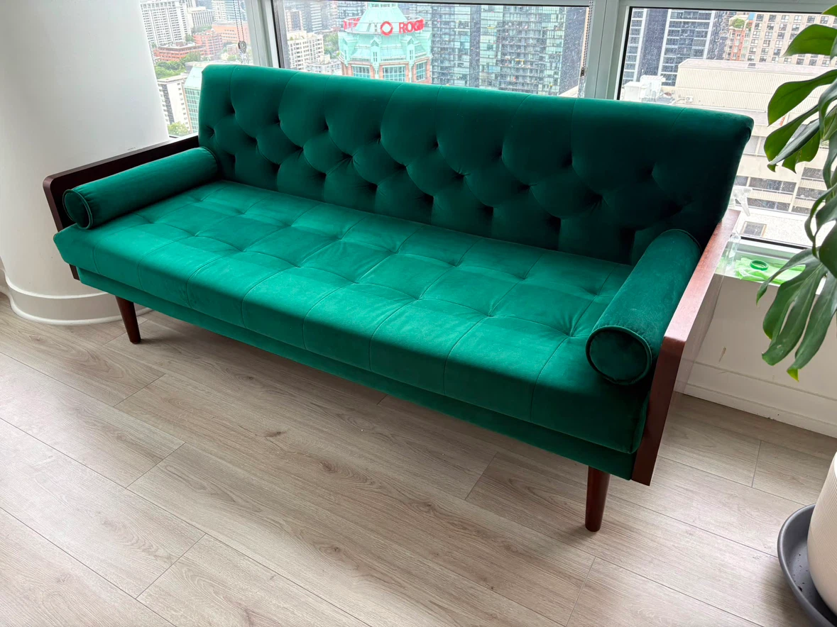 Green Velvet Sofa - 71 inches wide - photo 5