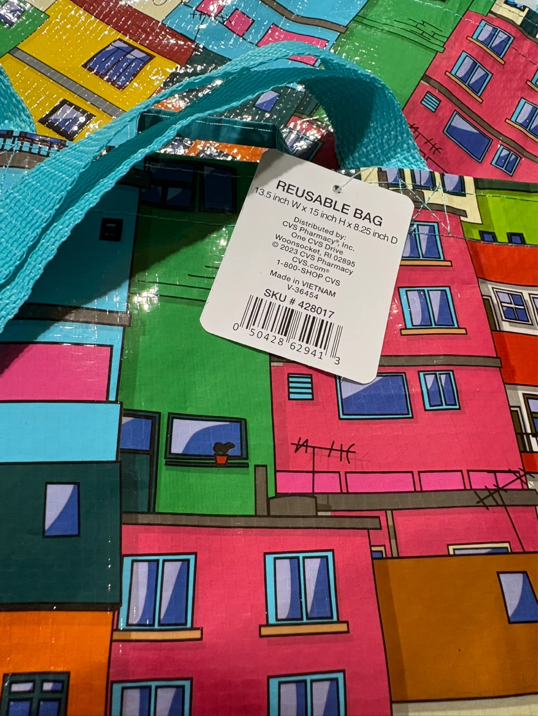 ⚽️ 2 Reusable Gift Bags - Colorful Houses Print - photo 2