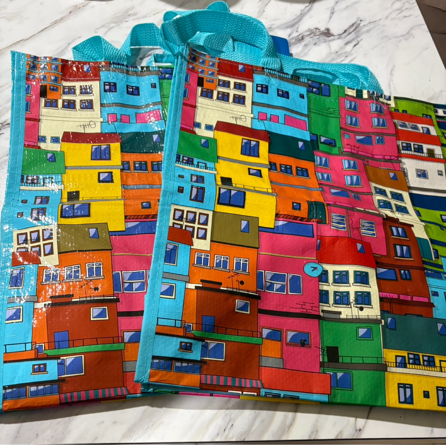 ⚽️ 2 Reusable Gift Bags - Colorful Houses Print
