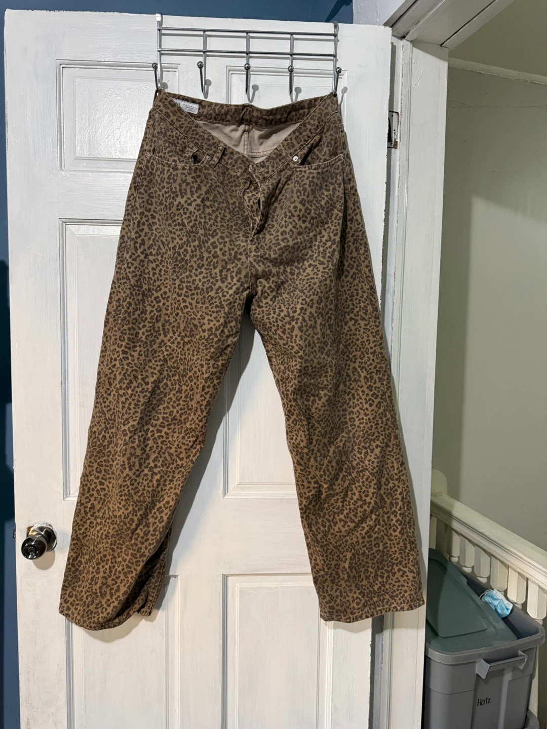Zara Leopard Print Wide Leg Jeans