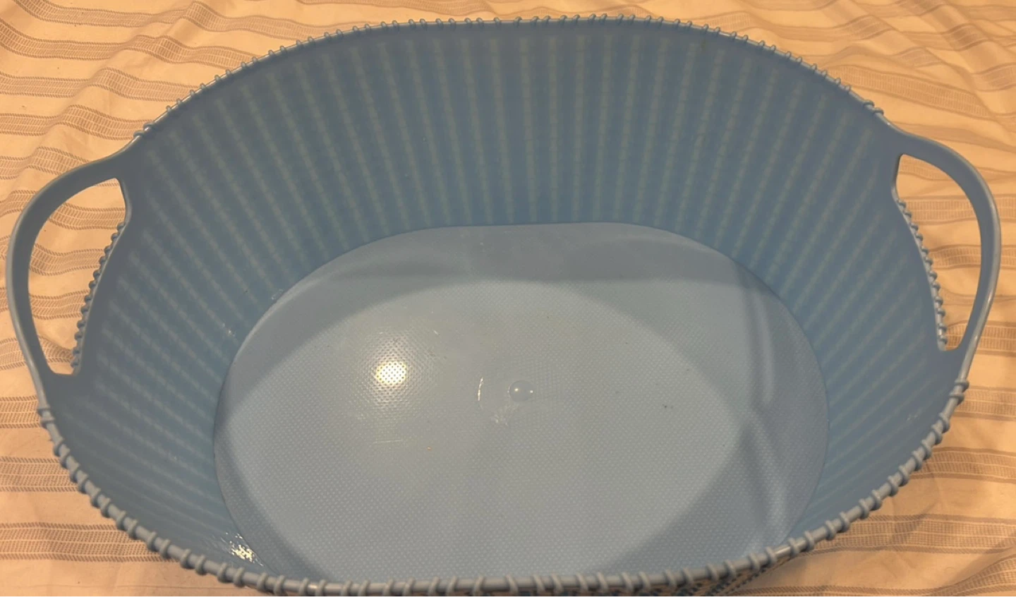 Light Blue Oval Storage Basket with Handles - photo 3