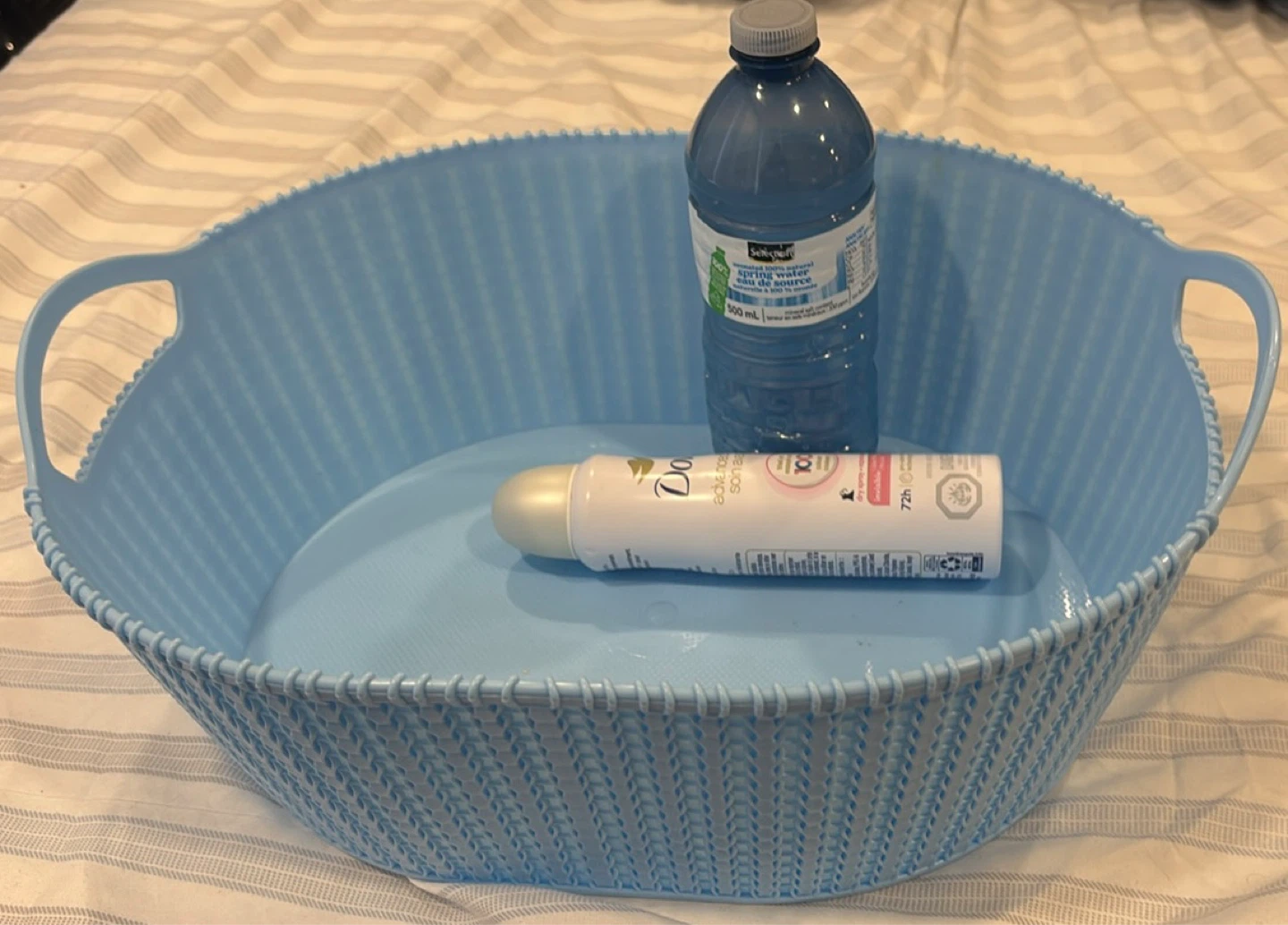 Light Blue Oval Storage Basket with Handles - photo 2