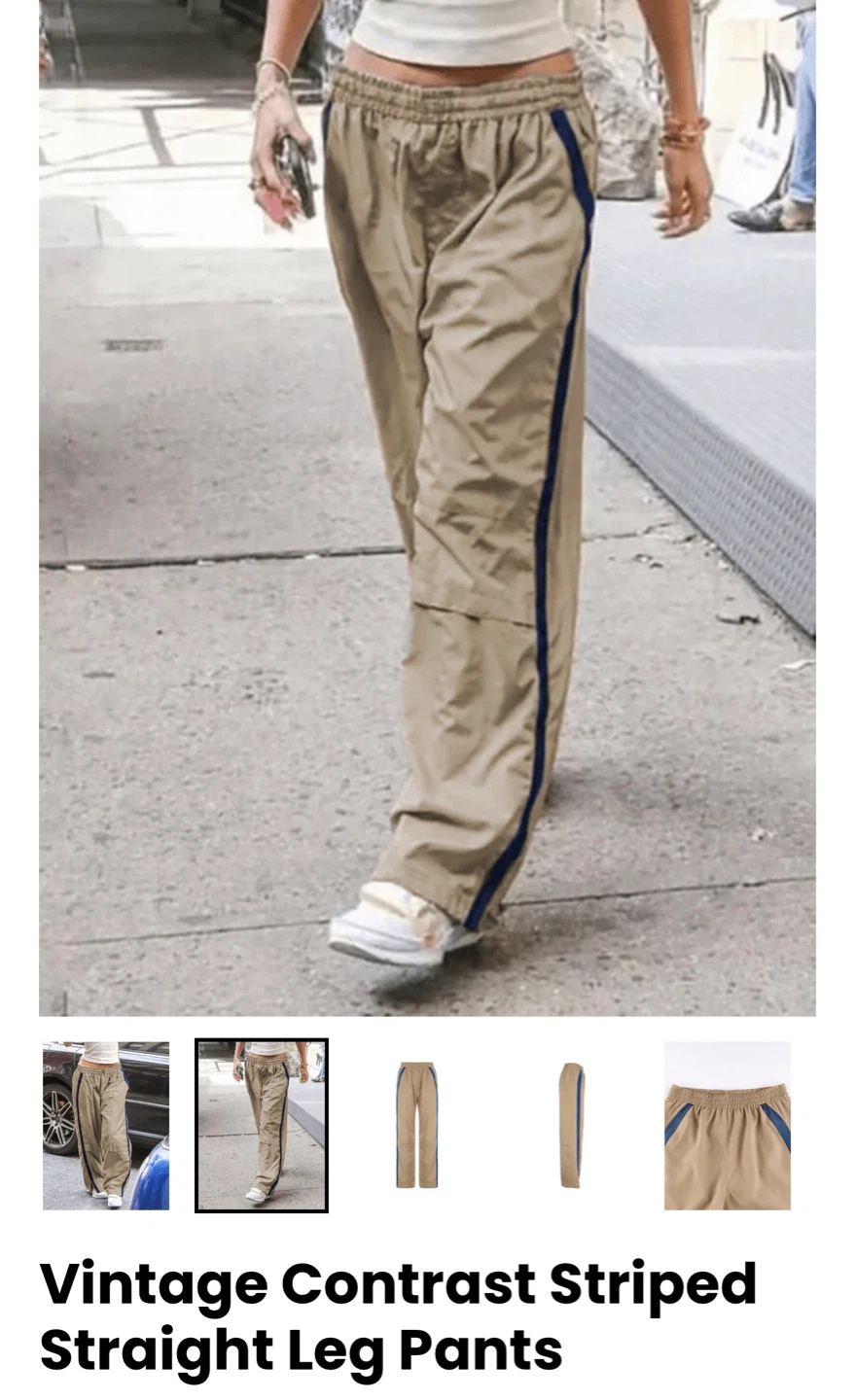 Vintage Contrast Striped Straight Leg Pants - Size M - photo 5