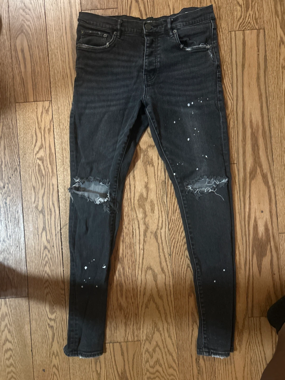 Purple Brand Black Distressed Paint Splatter Jeans - photo 2