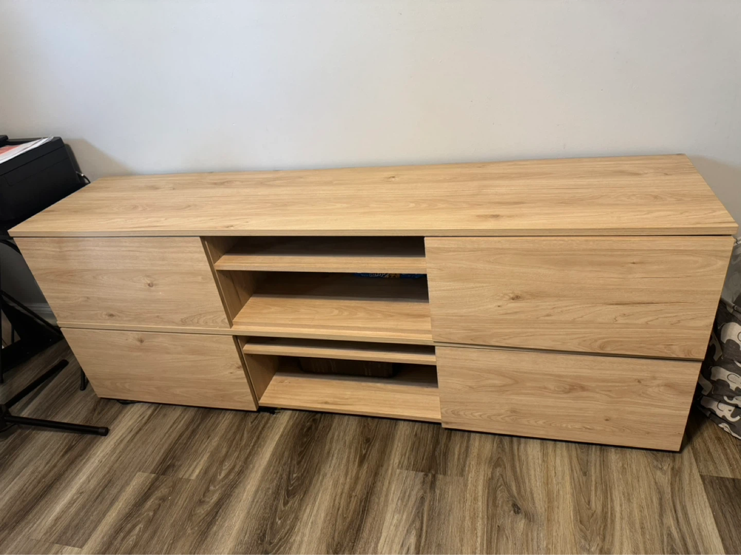 Wooden Media Console / TV Stand with Storage - photo 3