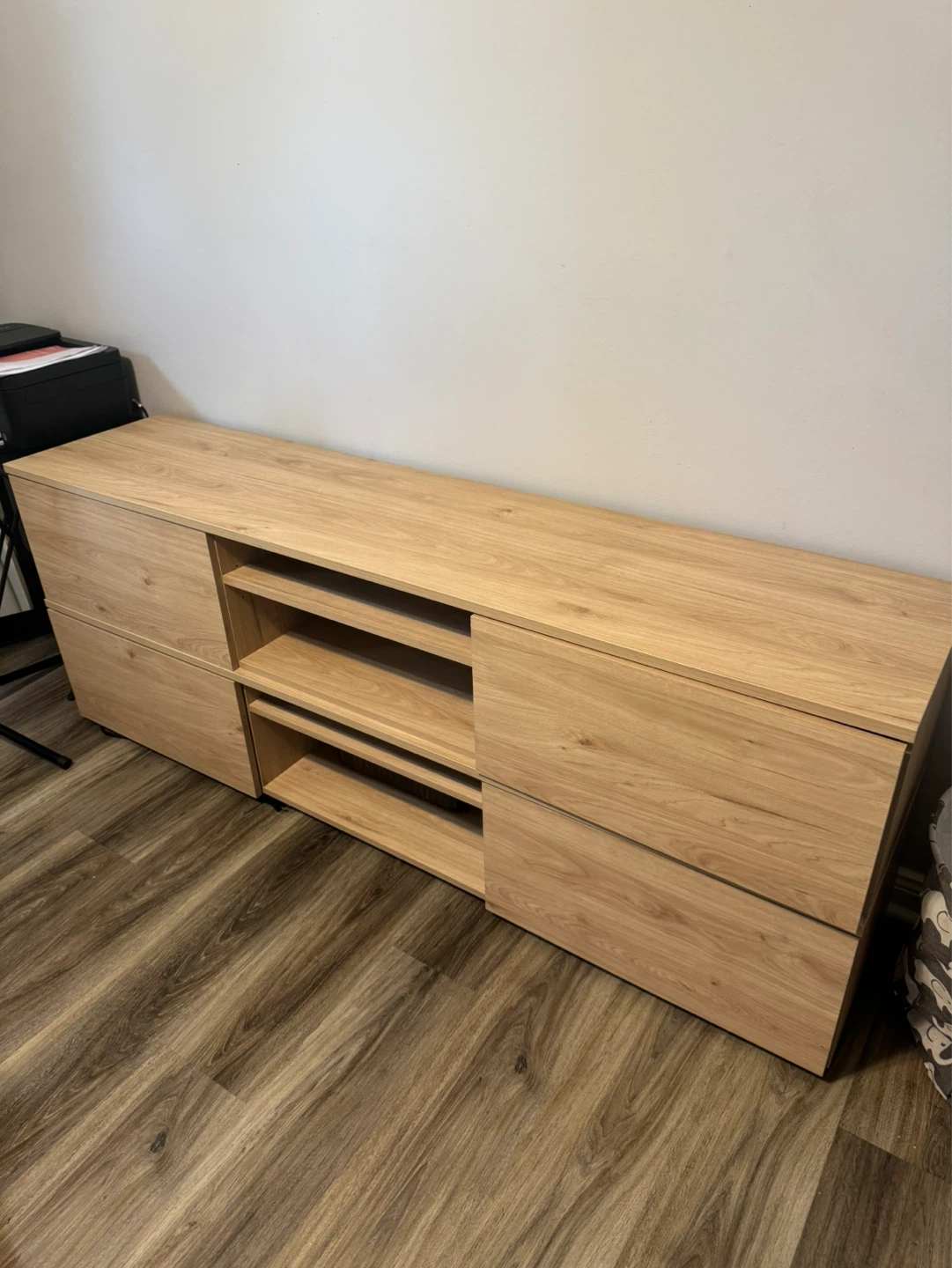 Wooden Media Console / TV Stand with Storage - photo 2