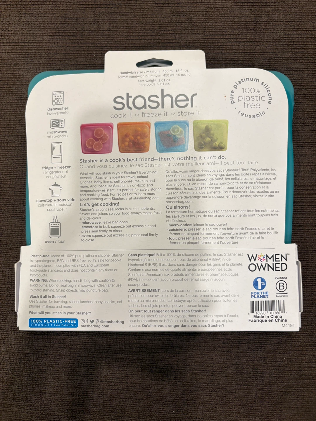 Stasher Blue Silicone Reusable Sandwich Storage Bag - photo 2