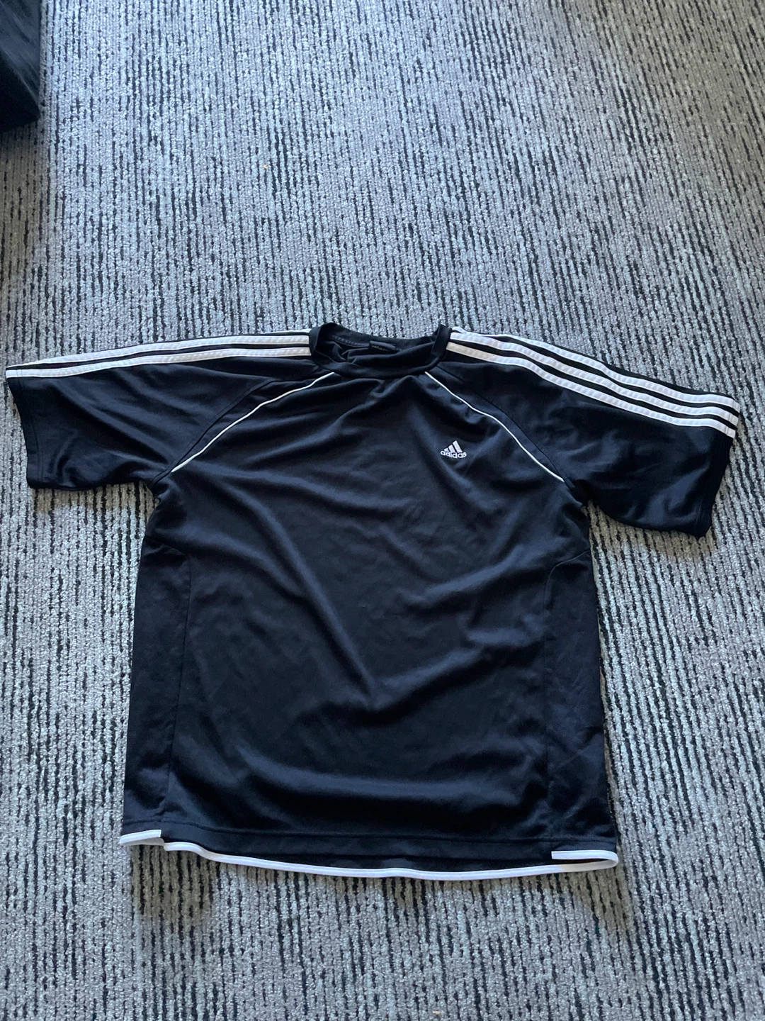⚽️Adidas Black T-Shirt with White Stripes