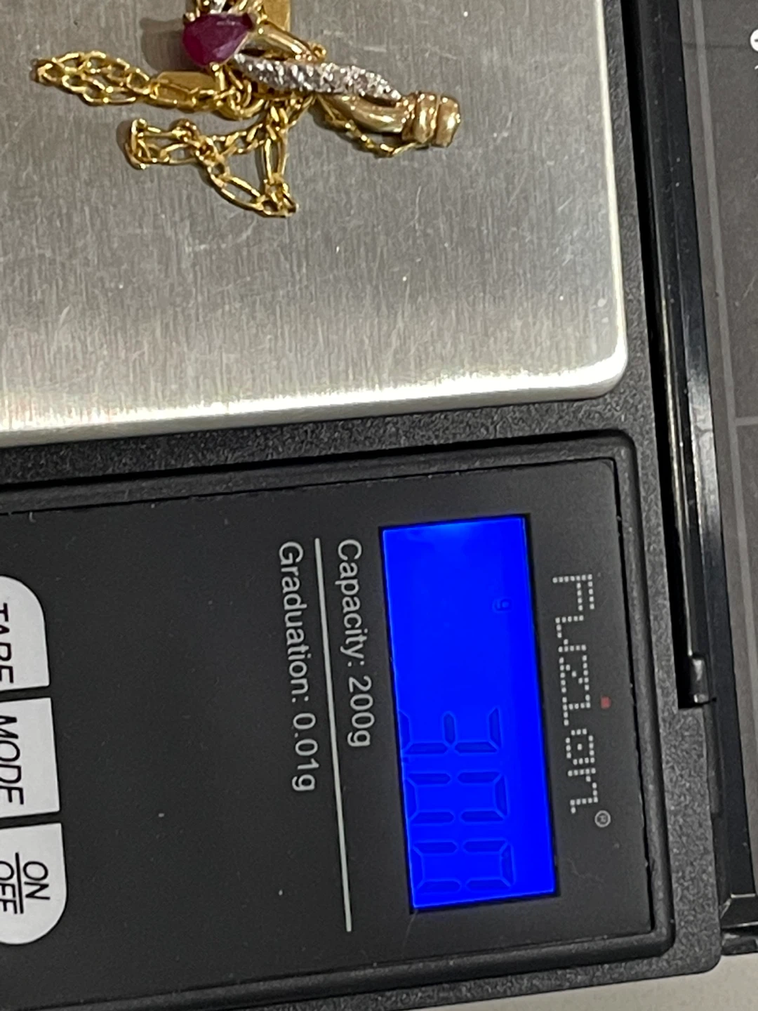 417 “10k” yellow Gold Necklace with Ruby and Diamonds - photo 4