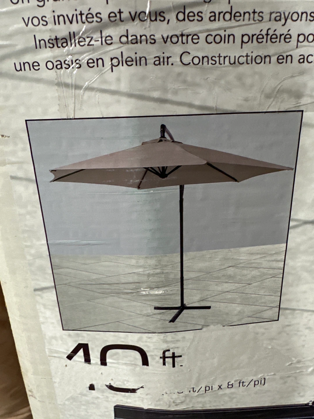 Life at Home Grey Offset Umbrella with Base