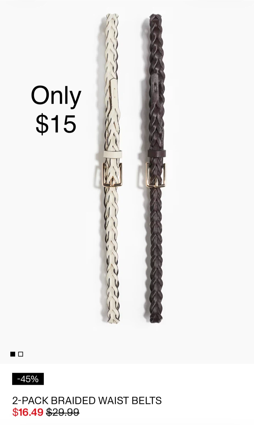 2-Pack Braided Waist Belts