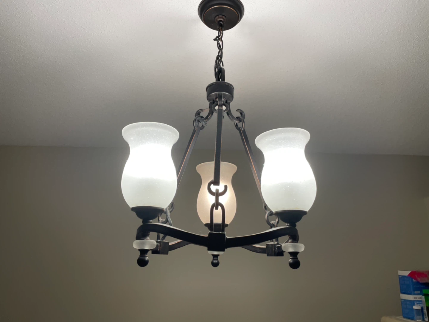 3-Light Chandelier with Frosted Glass Shades ⚽