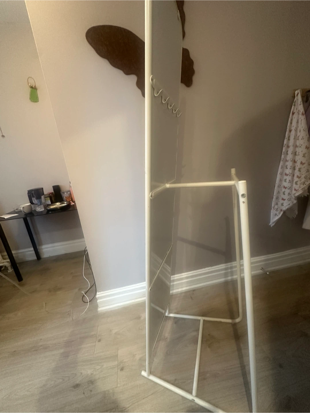 Moving out sale.White standing mirror with hooks - photo 3