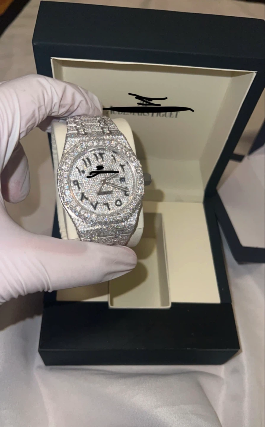 Custom Diamond Watch with Arabic Numerals