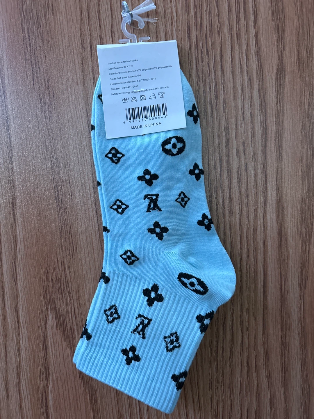 ⚽️ Light Blue Patterned Fashion Socks - photo 2