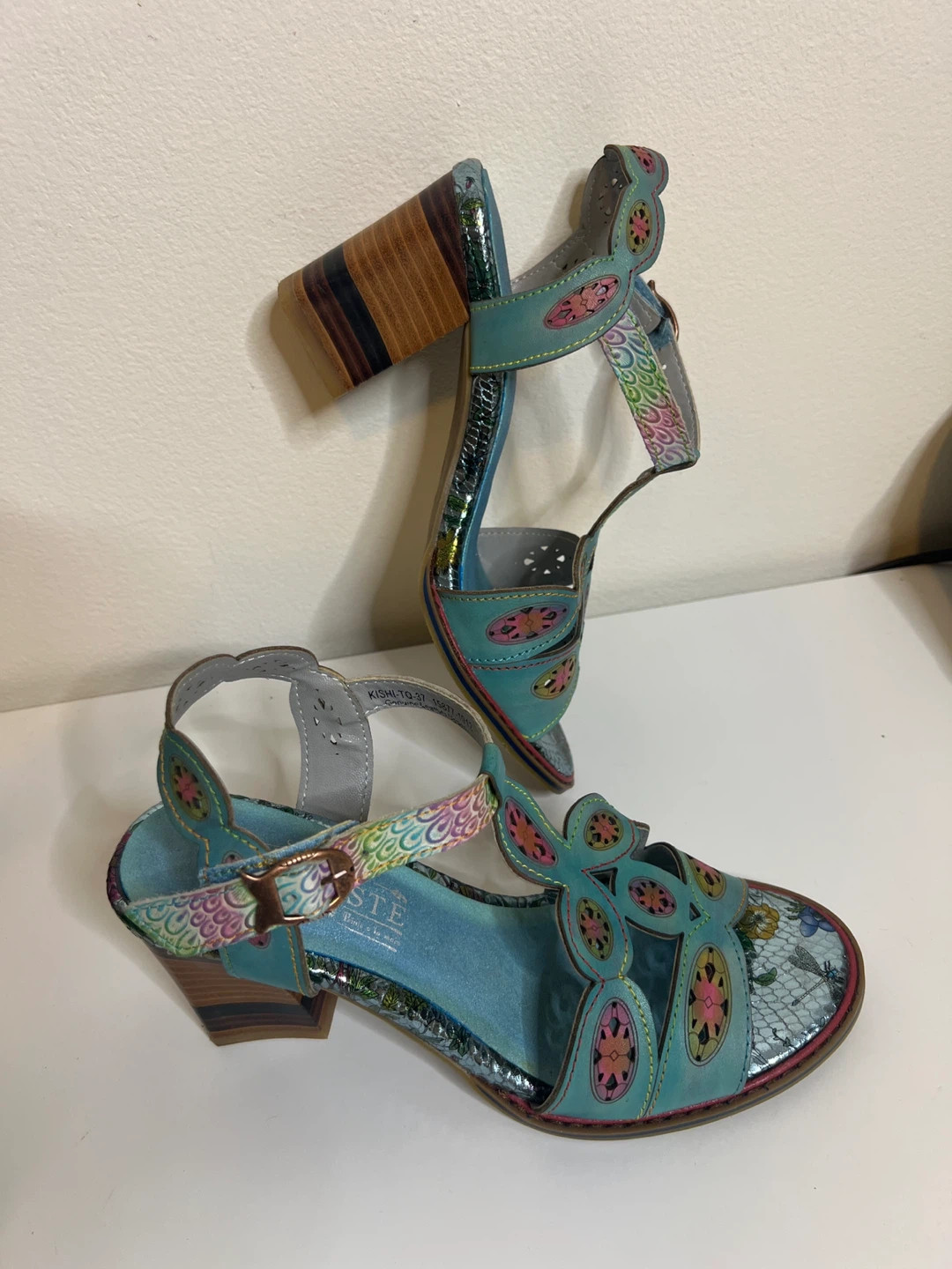 L'Artiste by Spring Step Teal Leather Sandals Size 37 - photo 2