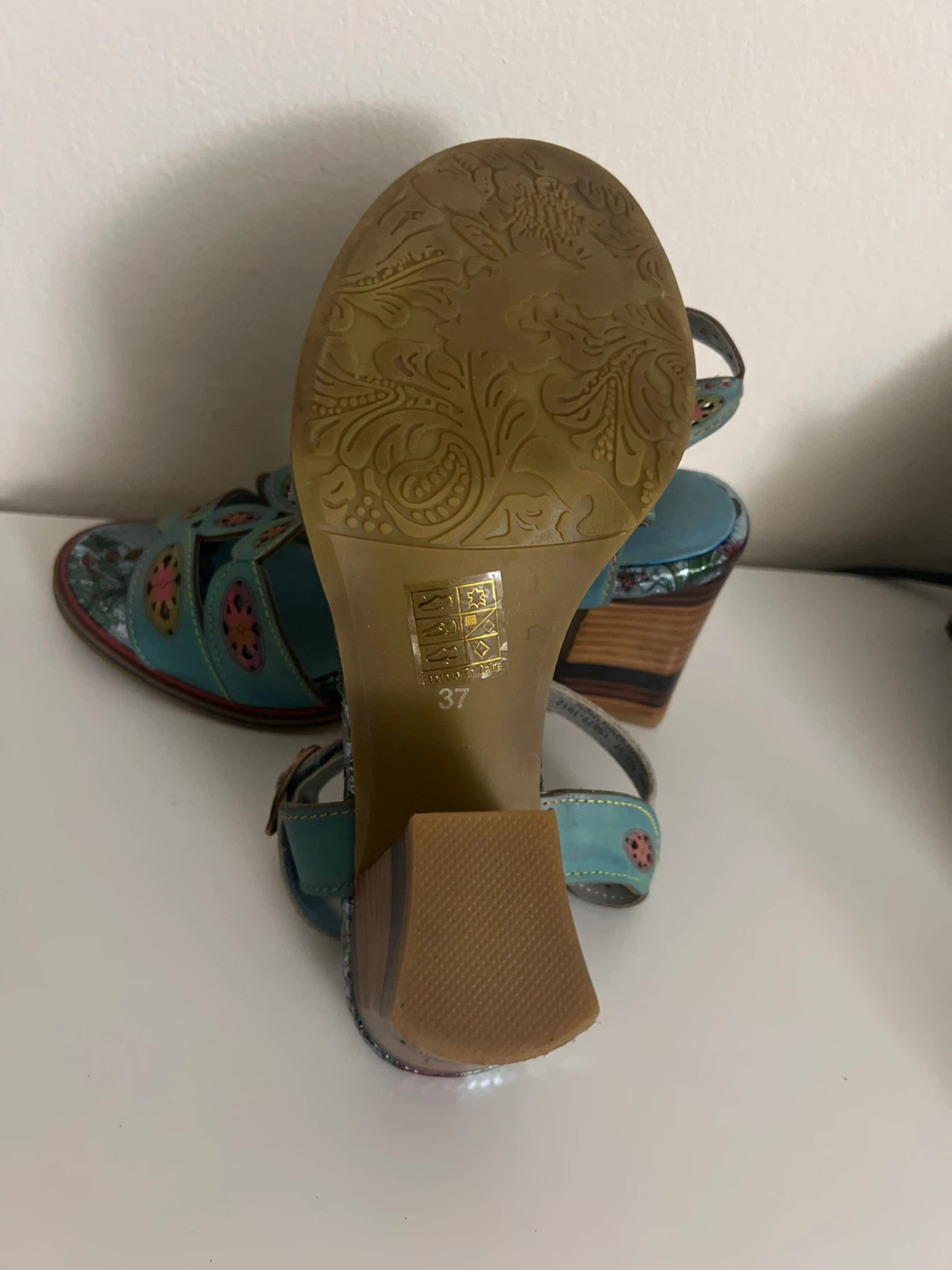 L'Artiste by Spring Step Teal Leather Sandals Size 37 - photo 3