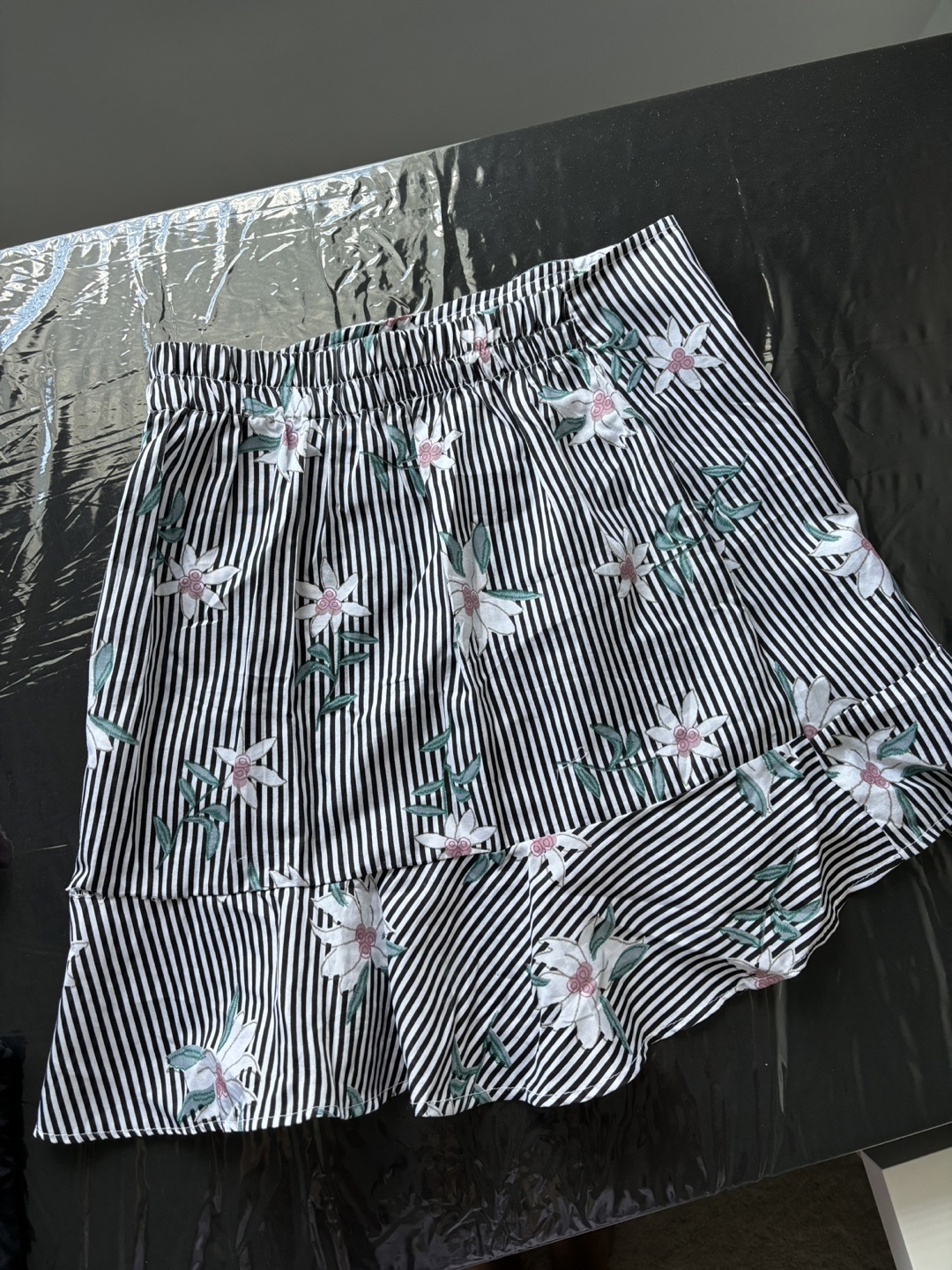 Striped Floral Ruffle Skirt - photo 2