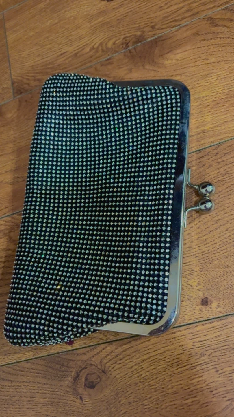 ⚽ LE CHÂTEAU Black Beaded Clutch Purse - photo 5