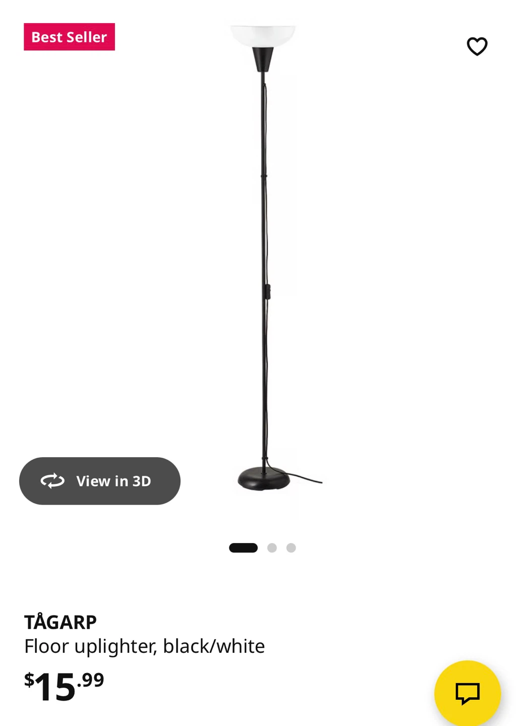 IKEA TÅGARP Floor Uplighter Lamp - Black/White
