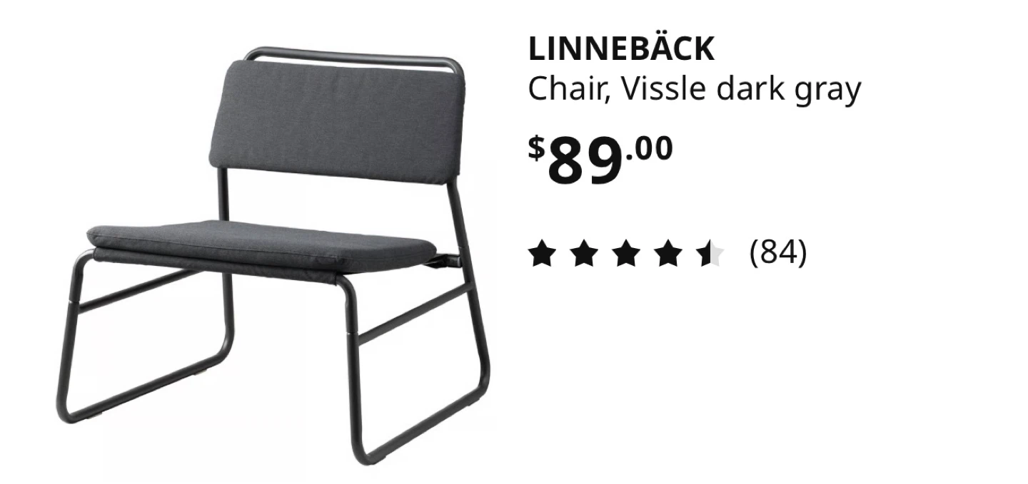 IKEA LINNEBÄCK Chair, Vissle dark gray - photo 2