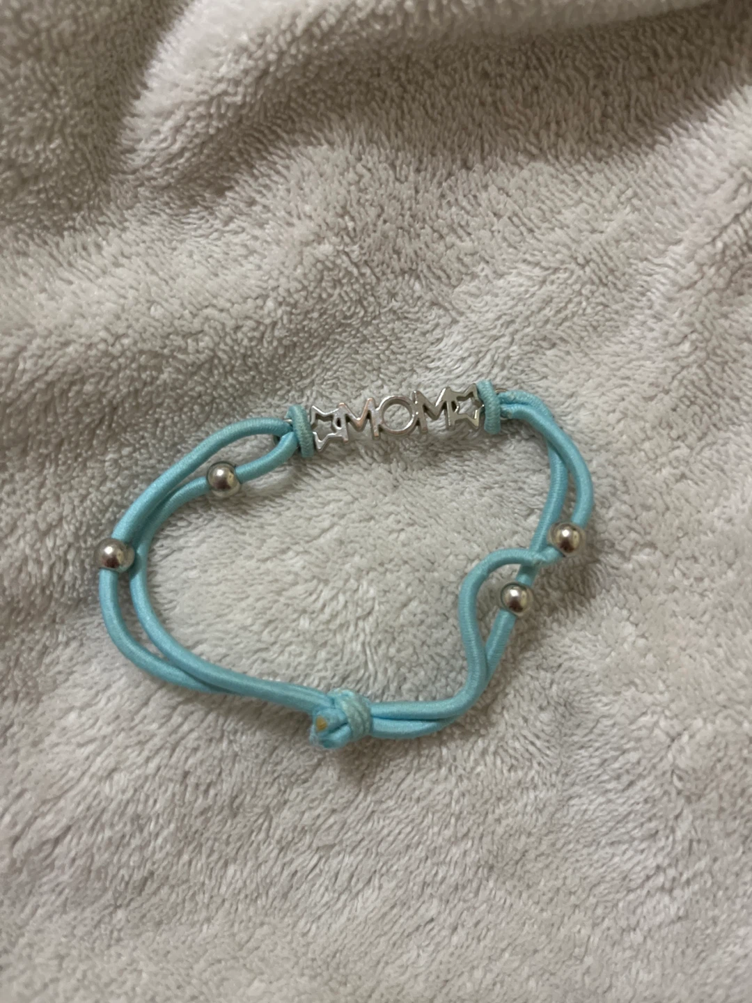 ⚽️Blue Cord Bracelet with "MOM" Charm