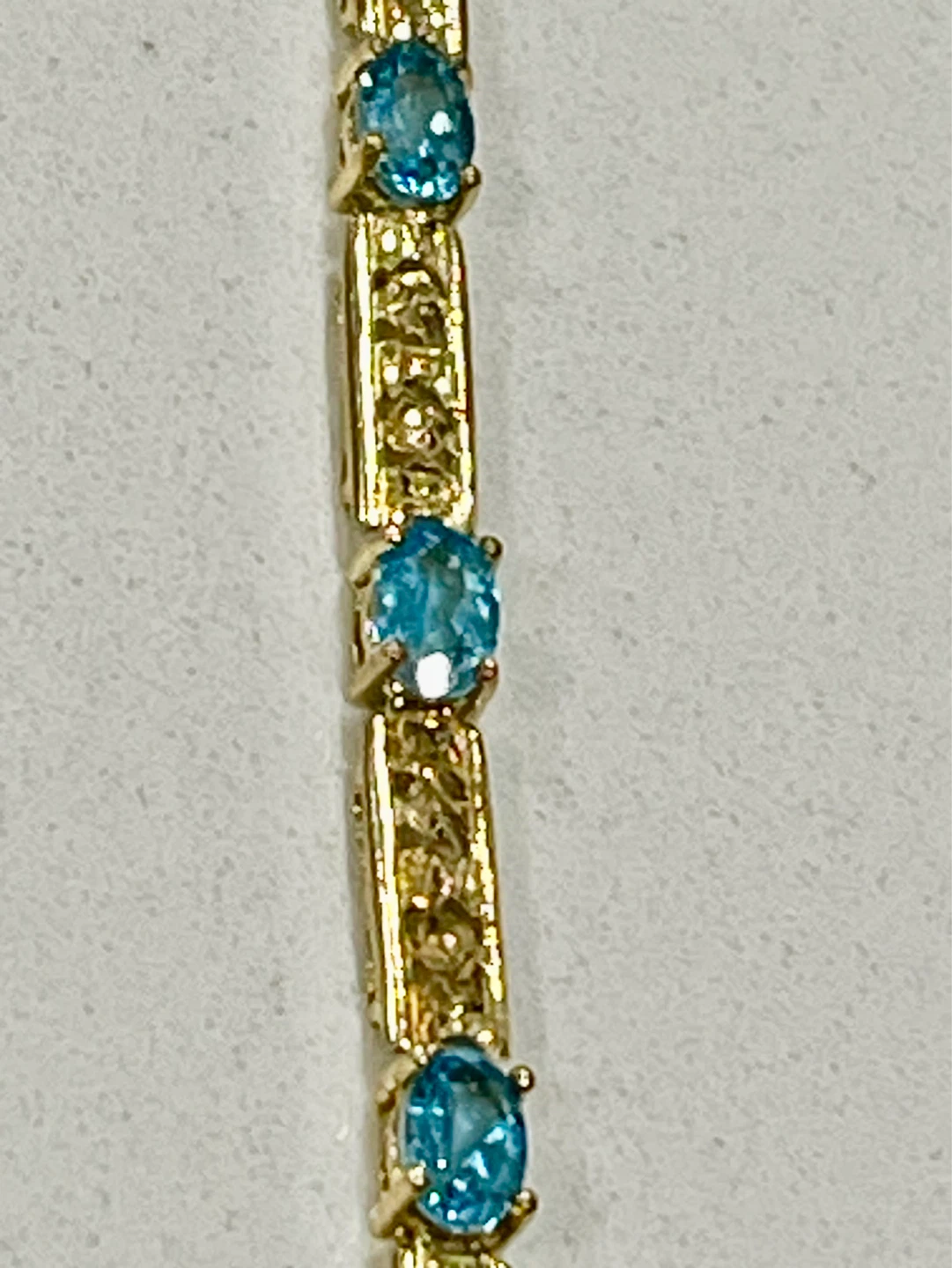 10k yellow Gold Tone Bracelet with Blue topaz  Stones - photo 2
