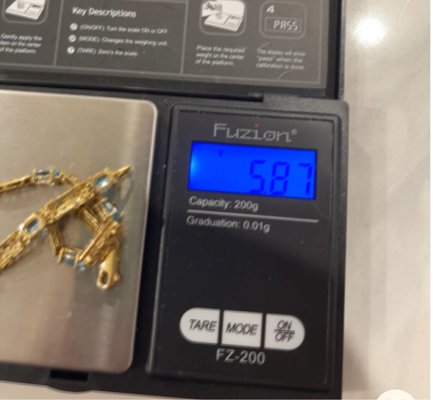 10k yellow Gold Tone Bracelet with Blue topaz  Stones - photo 3