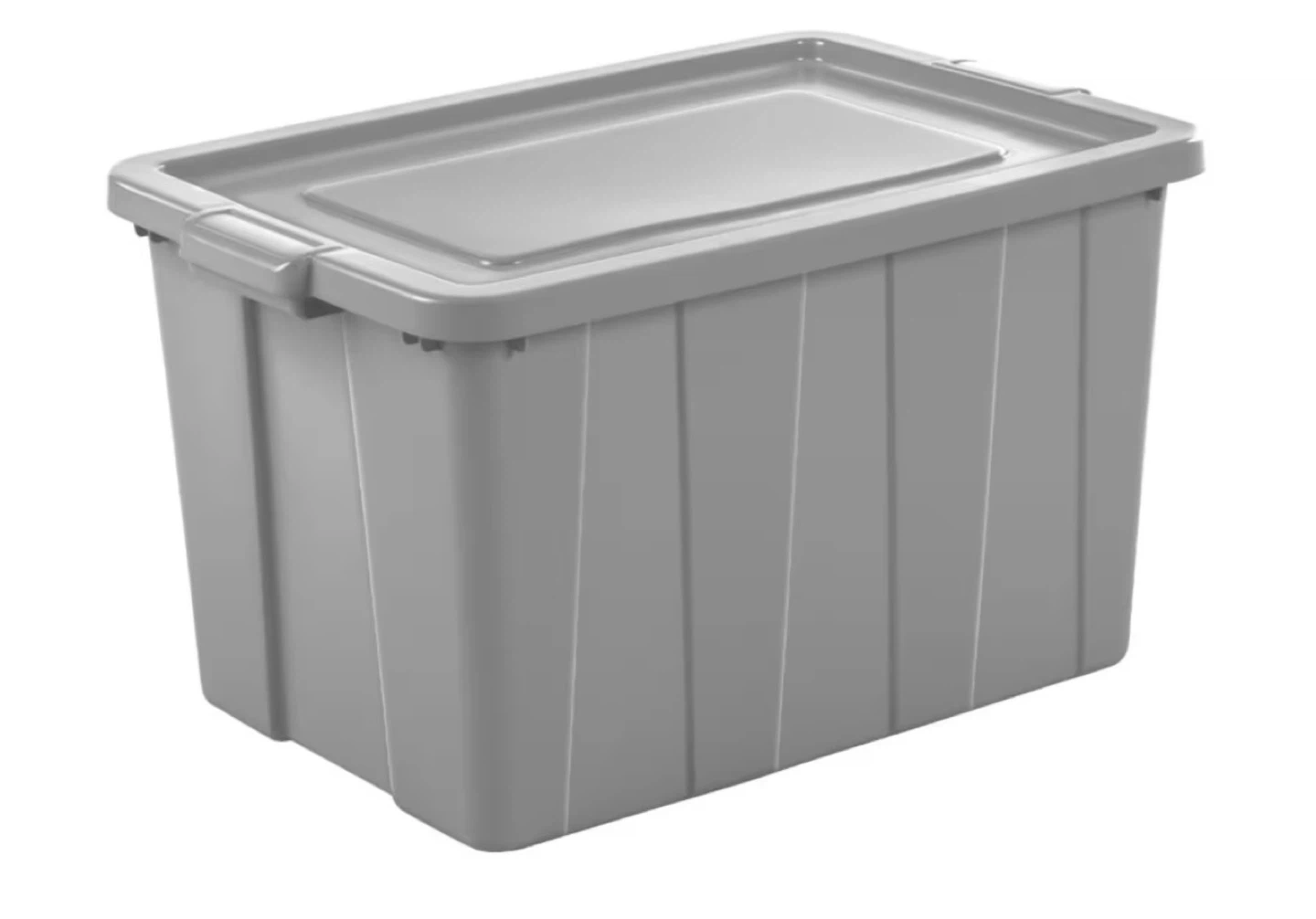 Grey Plastic Storage Bin with Lid