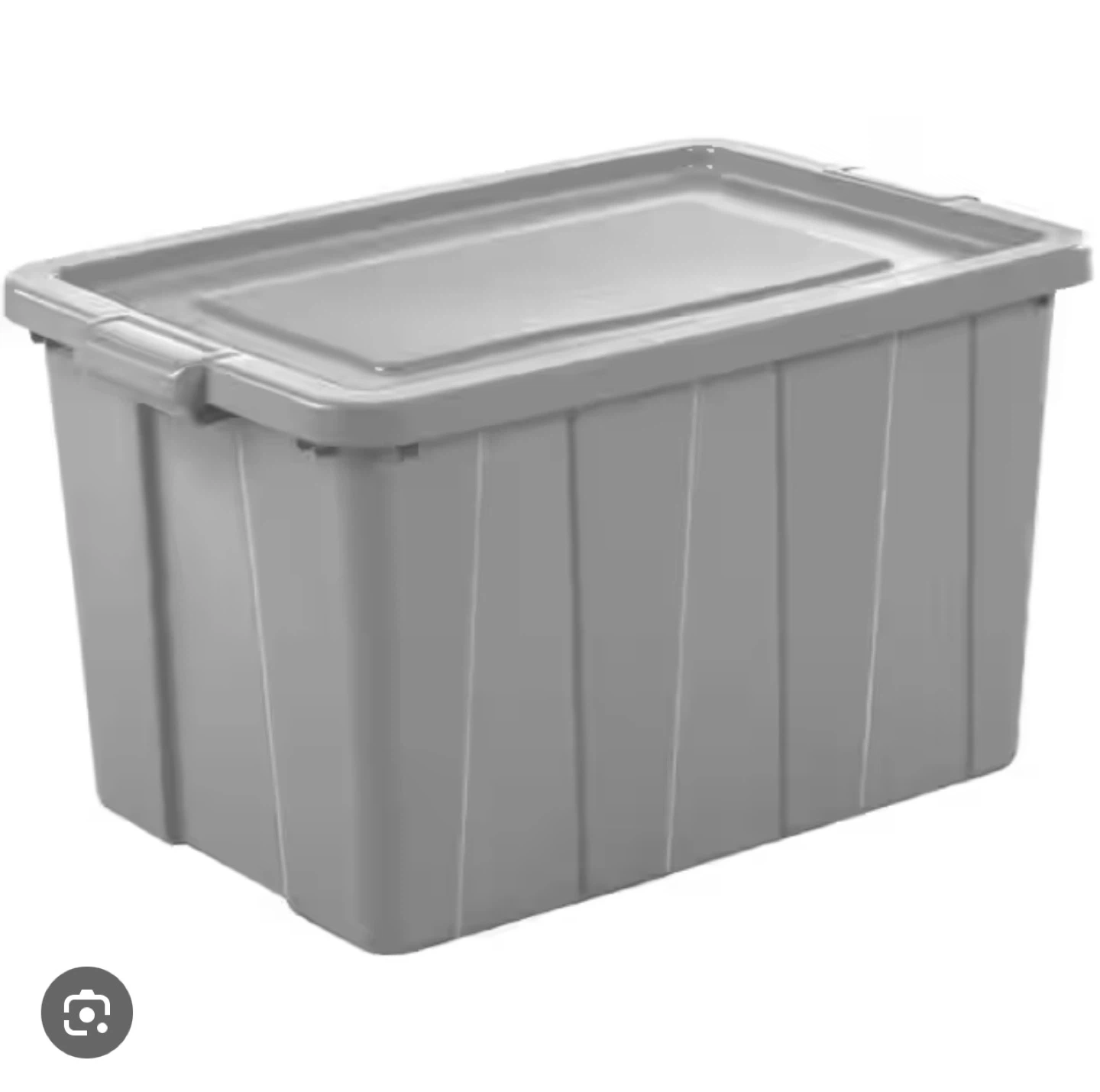 Grey Plastic Storage Bin with Lid - photo 2