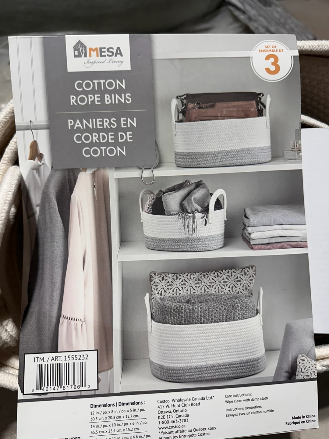 MESA Cotton Rope Storage Bins - Set of 3 - photo 2