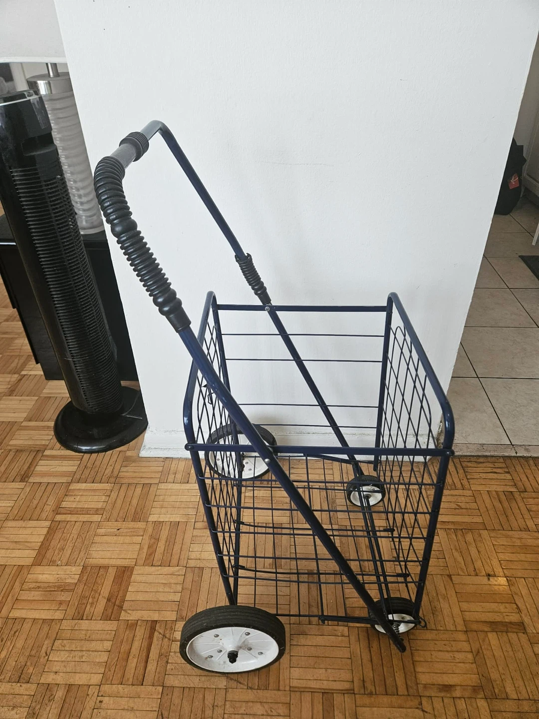 Blue Rolling Shopping Cart