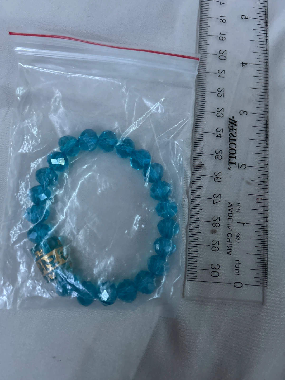 ⚽️ Blue Beaded Bracelet with Gold Accent