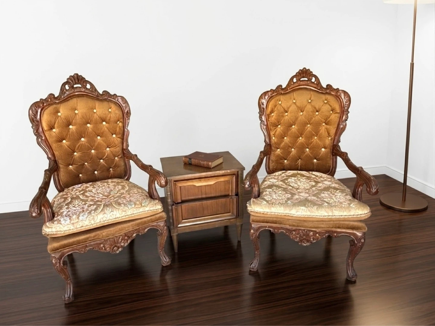 Vintage French Chairs & Mid-Century End Table Set - photo 4