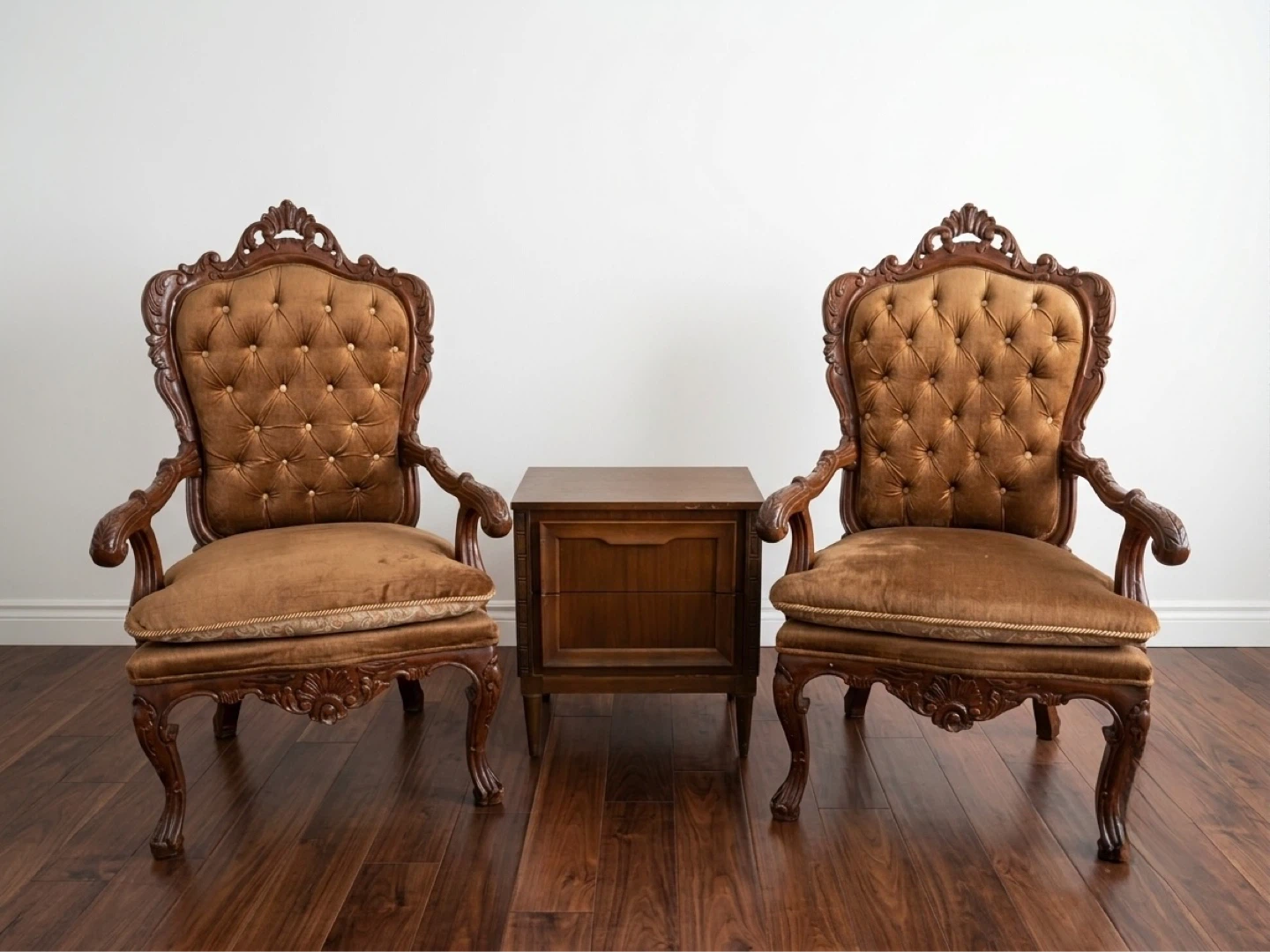 Vintage French Chairs & Mid-Century End Table Set - photo 5