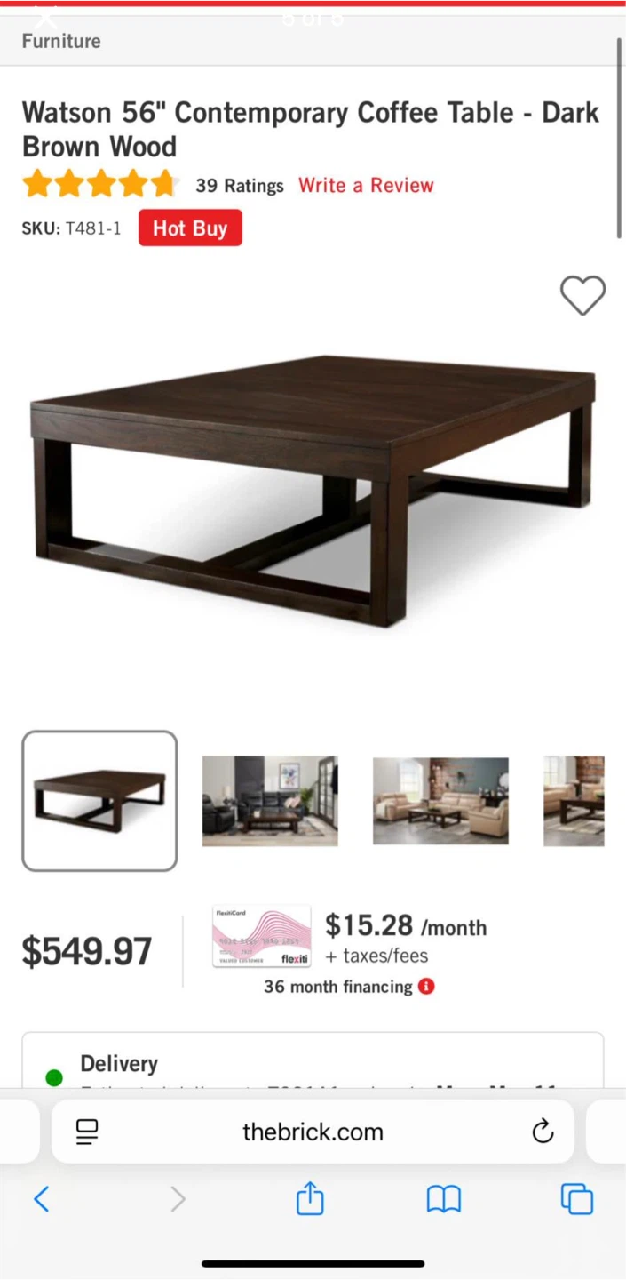 Contemporary Coffee Table - Dark Brown Wood - photo 2
