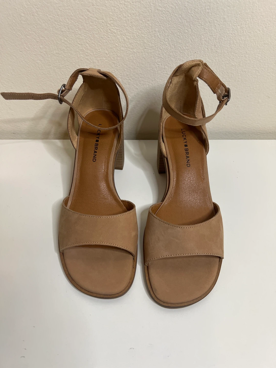Lucky Brand Tan Suede Block Heel Sandals