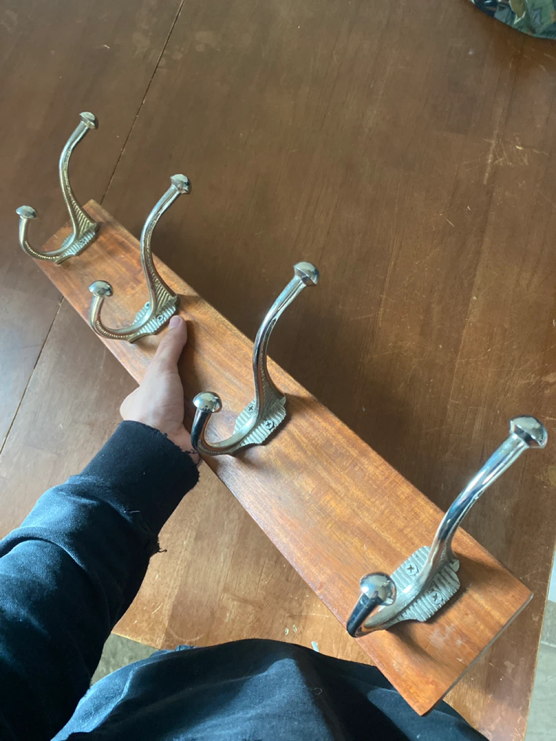 Wooden Coat Rack with 4 Hooks - photo 2