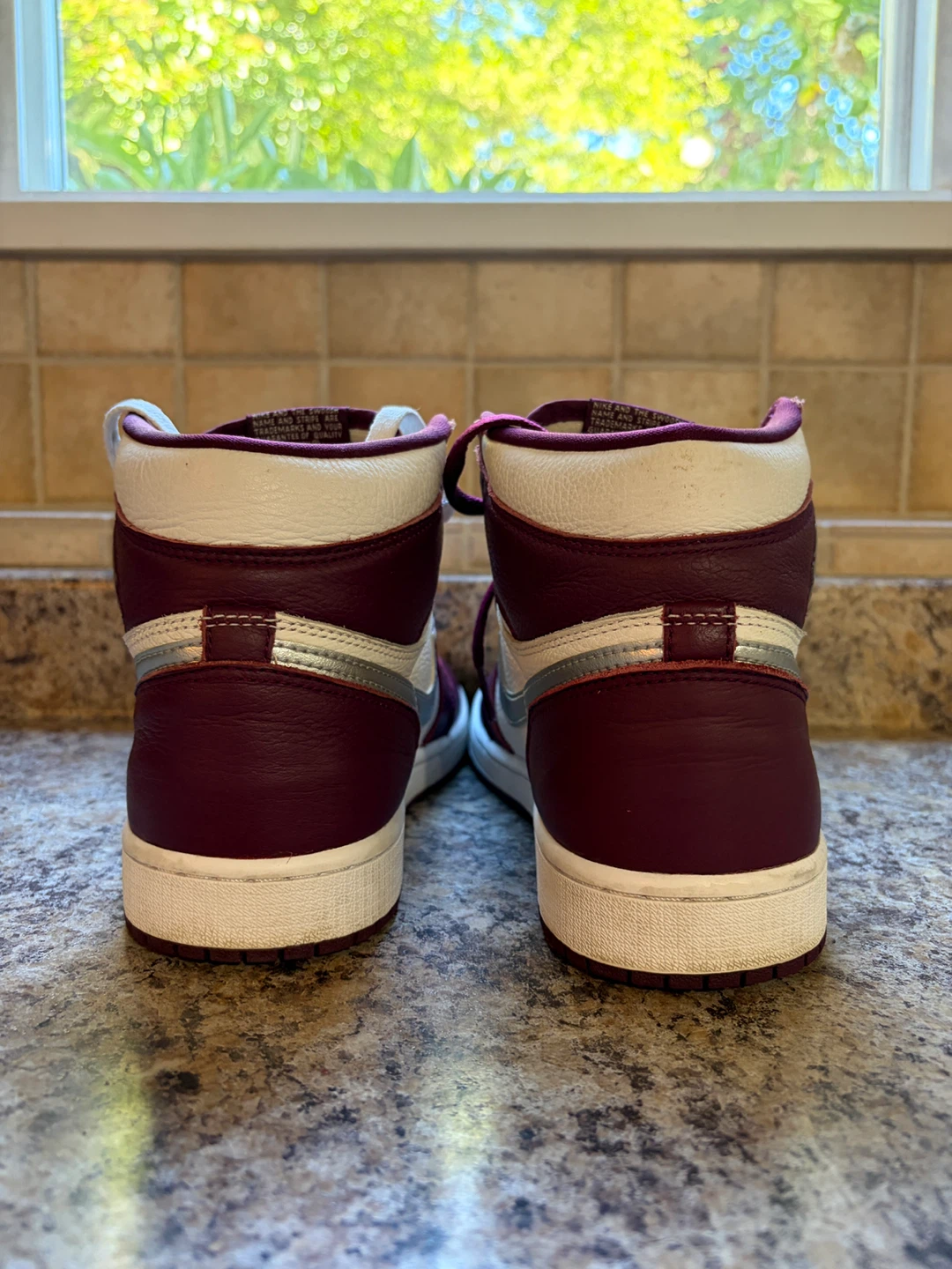 Nike Air Jordan 1 High Burgundy White Silver - photo 2