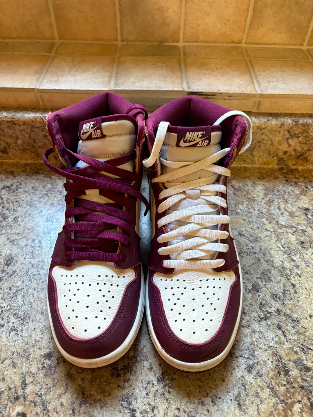 Nike Air Jordan 1 High Burgundy White Silver - photo 3