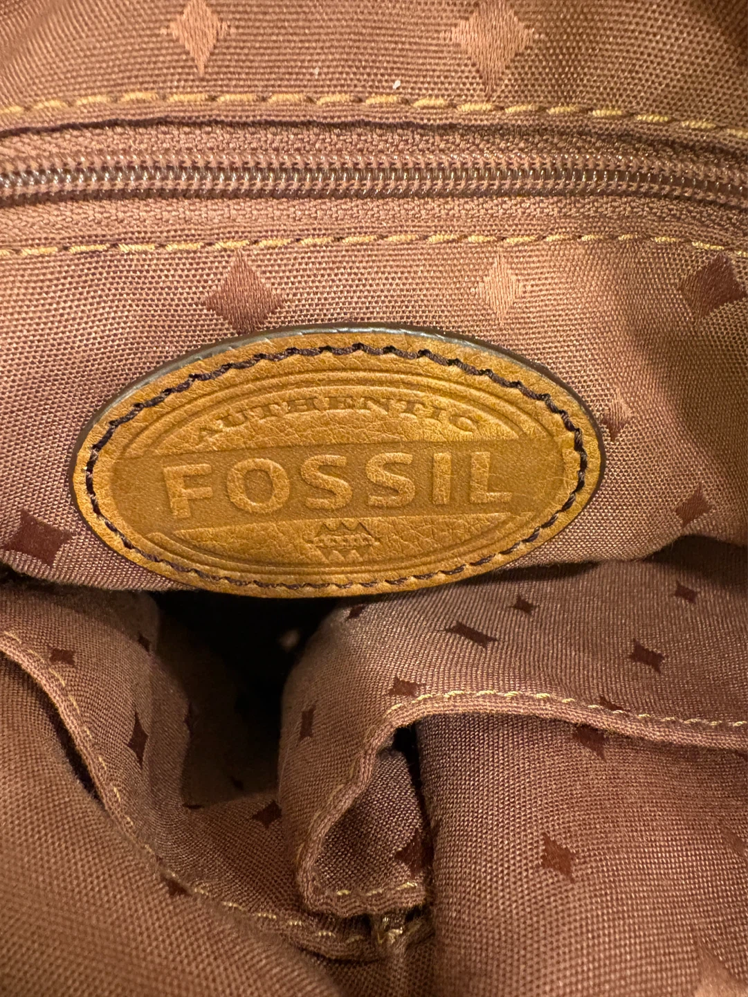 Fossil Vintage Brown Maddox Satchel Jacquard Canvas Leather Trim - photo 5