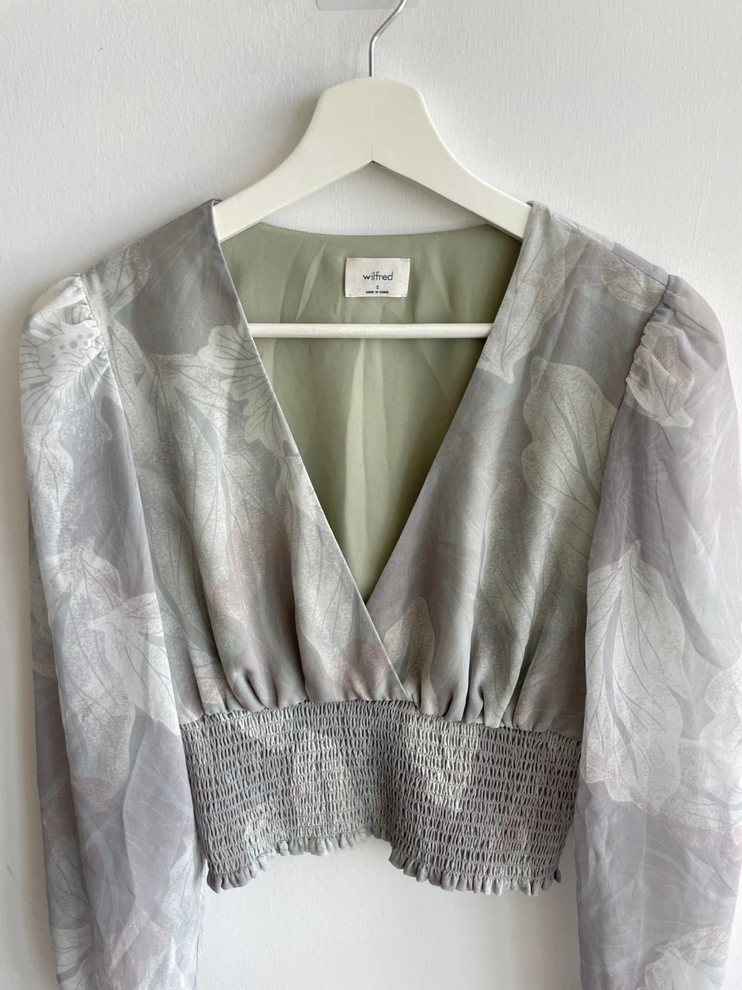Wilfred Floral Print Smocked Blouse, size S - photo 3