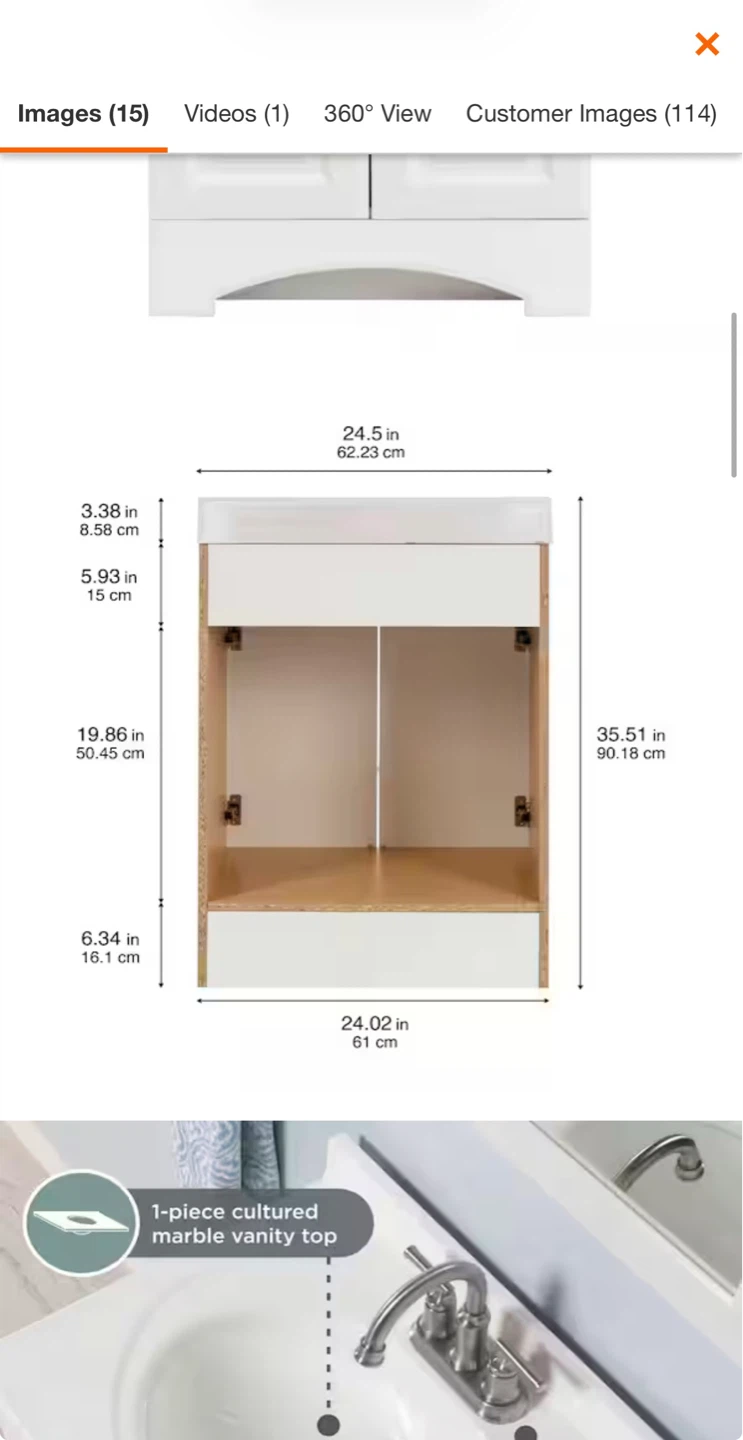 Glacier Bay 24 in. White Vanity NO TOP - photo 4