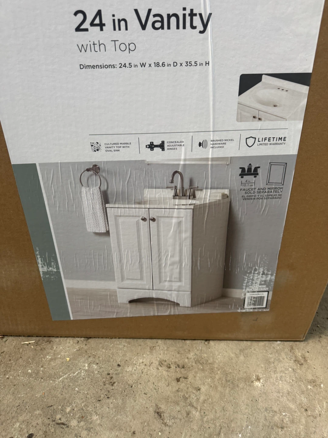 Glacier Bay 24 in. White Vanity NO TOP